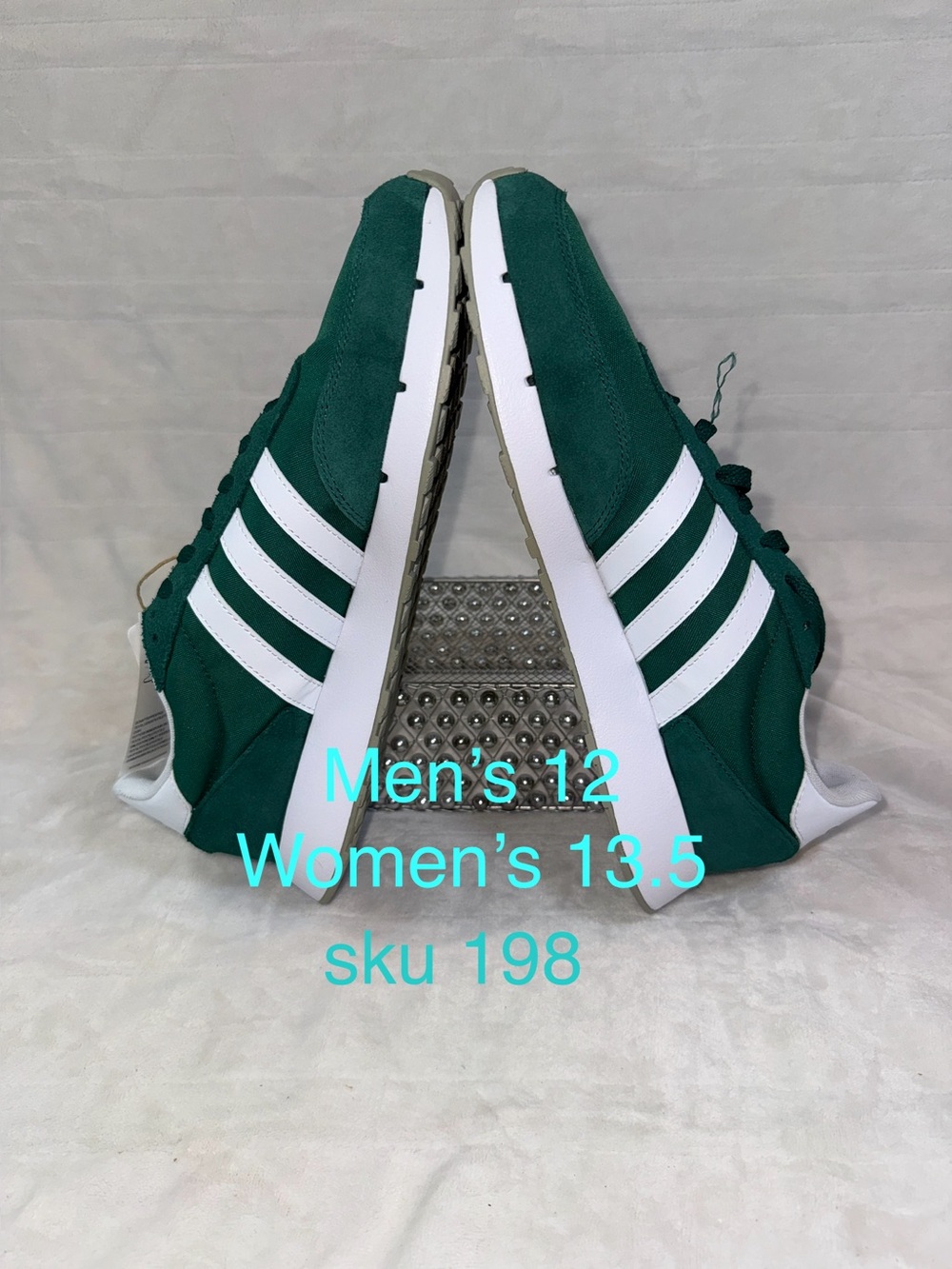 Classic Green Adidas Low-Top Run 60’s 2.0 Sneakers, with White Stripes